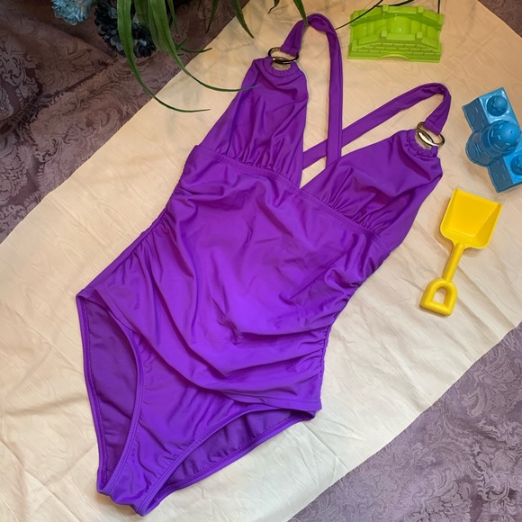 Old Navy Other - Old Navy Purple Power Mesh Paneled Front One Piece Suit